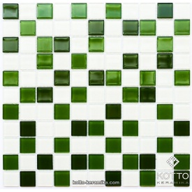 Стеклянная мозаика Котто Керамика GM 4030 C3 GREEN D GREEN M WHITE 300х300х4 мм