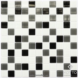 Стеклянная мозаика Котто Керамика GM 4034 C3 GRAY M GRAY W WHITE 300х300х4 мм