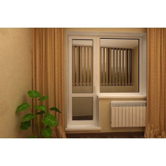 Балконный блок (дверь 700х2000 мм + окно 1100х1200 мм) монтажная ширина 60 мм профиль WDS Ekipazh Ultra 60 Львов