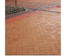 Тротуарна плитка Золотий Мандарин Цегла без фаски 200х100х60 мм на сірому цементі персиковий