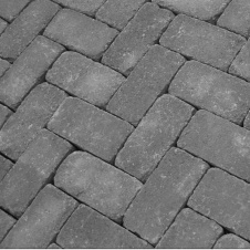 Тротуарна плитка Золотий Мандарин Цегла Антик 200х100х60 мм на сірому цементі чорний