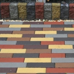 Тротуарная плитка Золотой Мандарин Кирпич узкий 210х70х60 мм на сером цементе черный Кропивницкий