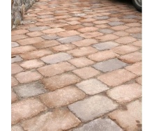 Тротуарна плитка Золотий Мандарин Цегла Антик 240х160х90 мм на сірому цементі коричневий