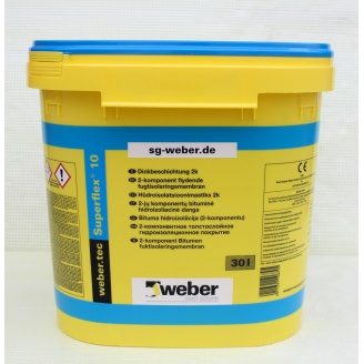 Высокоэластичная гидроизоляционная битумная мастика WEBER weber.tec Superflex 10 30 л
