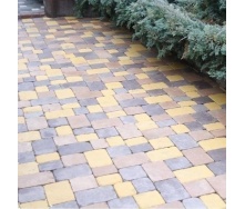 Тротуарна плитка Золотий Мандарин Плац 160х60 мм на білому цементі жовтий