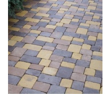 Тротуарная плитка Золотой Мандарин Плац 160х60 мм персиковый на сером цементе