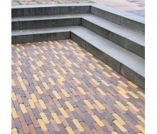 Тротуарная плитка Золотой Мандарин Барселона Антик 186х45х60 мм на сером цементе персиковый