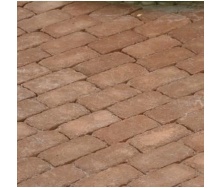 Тротуарна плитка Золотий Мандарин Цегла Антик 200х100х60 мм на сірому цементі персиковий