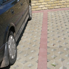 Тротуарна плитка Золотий Мандарин решітка Паркувальна 500х500х80 мм на сірому цементі гірчичний Обухів