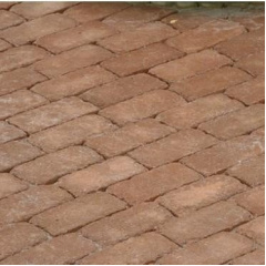 Тротуарна плитка Золотий Мандарин Цегла Антик 200х100х60 мм на сірому цементі персиковий Київ