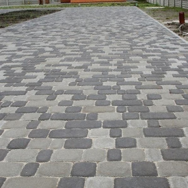 Тротуарная плитка Золотой Мандарин Старый город 120х40 мм на сером цементе черный