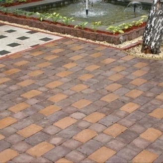 Тротуарна плитка Золотий Мандарин Цегла антик на сірому цементі 240х160х90 мм (RAL2000/сигма помаранчевий)