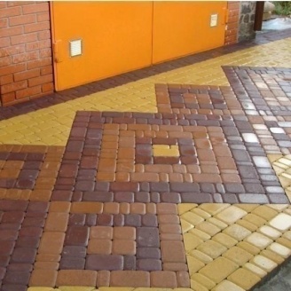 Тротуарная плитка Золотой Мандарин Старый город 120х60 мм на сером цементе коричневый
