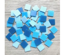 Стеклянная мозаика Eco-Mosaic 20х20 мм 33х33 см сине-голубая микс (MC153)
