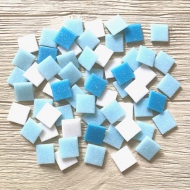 Скляна мозаїка Eco-Mosaic 20х20 мм 33х33 см біло-блакитна мікс (MDA331)