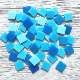 Стеклянная мозаика Eco-Mosaic 20х20 мм 33х33 см синяя микс (MC154)