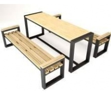 Обеденный стол с 2 лавками в стиле LOFT (Garden Table - 12)