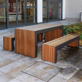 Садовый стол с 2 скамейками в стиле LOFT (Garden Table - 16)