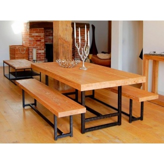 Комплект обідній стіл + лавки в стилі LOFT (Table-332)