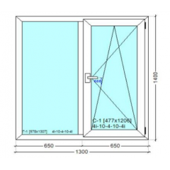 Окно энергосберегающее 1300x1400 мм монтажная штрина 70 мм профиль WDS Ekipazh Ultra 70 Хмельницкий