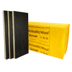 Вата AcousticWool Sonet Р со стеклохолстом 80 кг/м3 100 мм 2,4 м2/упаковка Винница