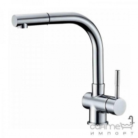 Смеситель для кухни с выдвижной лейкой Blue Water Lira сатин