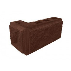 Блок декоративний рваний камінь кутовий з фаскою 390х190х90х190 мм коричневий Кропивницький