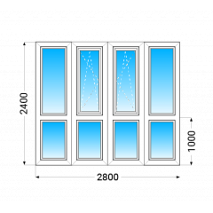 Французкий балкон aluplast IDEAL4000 с двухкамерным энергосберегающим стеклопакетом 2400x2800 мм Киев