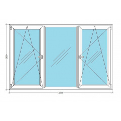 Металопластикове вікно Viknar'OFF Fenster 400 тричастинне з 1-камерним склопакетом 2,5x1,6 м Київ