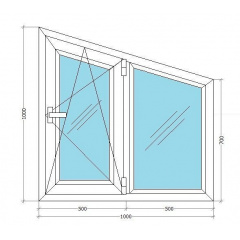 Металопластикове вікно-трапеція Viknar'OFF Fenster 400 з 1-кам. склопакетом 1x1 м Херсон