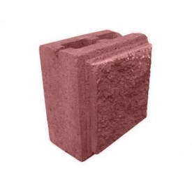 Полублок декоративный рваный камень 190х190х90 мм красный