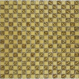 Мозаика шахматка рельефная 15x15 мм золотой песок