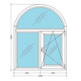 Металопластикове вікно Viknar'OFF Fenster 400 арочне з 1-кам. склопакетом 1,2x1,5 м