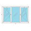 Металопластикове вікно Viknar'OFF Fenster 400 тричастинне з 1-камерним склопакетом 2,5x1,6 м Харків