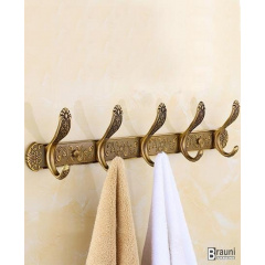 Вешалка с крючками в ванную комнату для полотенец Star 912 бронза Киев