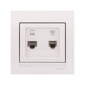 Розетка комп'ютерна + телефонна Lezard Deriy Біла (702-0202-143)