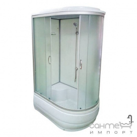 Душовий бокс лівобічний Atlantis AKL 120P XL ECO L профіль сатин задні стінки білі двері матові фабрик