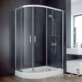 Душова кабіна напівкругла асиметрична ліва Besco Modern 120x90x185 скло прозоре