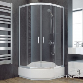 Душова кабіна напівкругла для глибокого піддона Besco Modern 90x90x165 скло прозоре