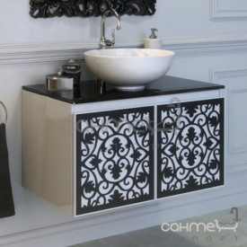 Тумба подвесная для ванной комнаты 800 без раковины Marsan Vincent белый с накладкой античное золото