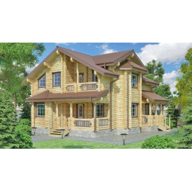 Дом деревяный из оцилиндрованного бревна 10х10 м