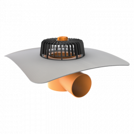 Покрівельна воронка горизонтальна з привареним фартухом з ПВХ-мембрани