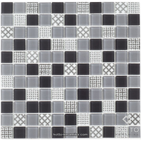 Скляна мозаїка Котто Кераміка GM 4053 C3 GRAY M GRAY W STRUCTURE 300х300х4 мм