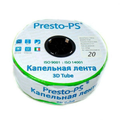 Крапельна стрічка Presto-PS емиттерна 3D Tube крапельниці через 20 см, 2,7 л/год 1000 м (3D-20-1000) Київ