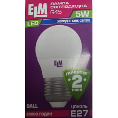 Светодиодная лампа ELM Led Сфера 5W PA10L E27 4000 G45 Черновцы
