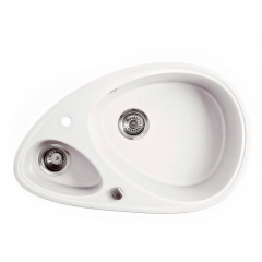 Кухонна мийка METALAC X GRANIT ELIPSE білий сифон Рівне