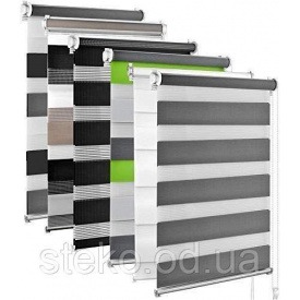Тканевые роллеты, день-ночь, (зебра) триколор серый, 875