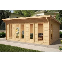 Альтанка дерев'яна з профільованого бруса з закритою кімнатою 5,9х4,1 Шостка