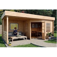 Альтанка дерев'яна з профільованого бруса з закритою кімнатою 6х3 Михайлівка