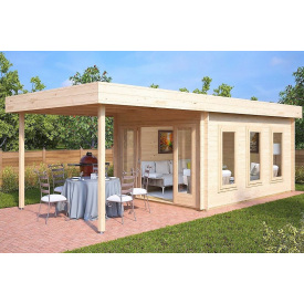 Альтанка дерев'яна з профільованого бруса з закритою кімнатою 4х3